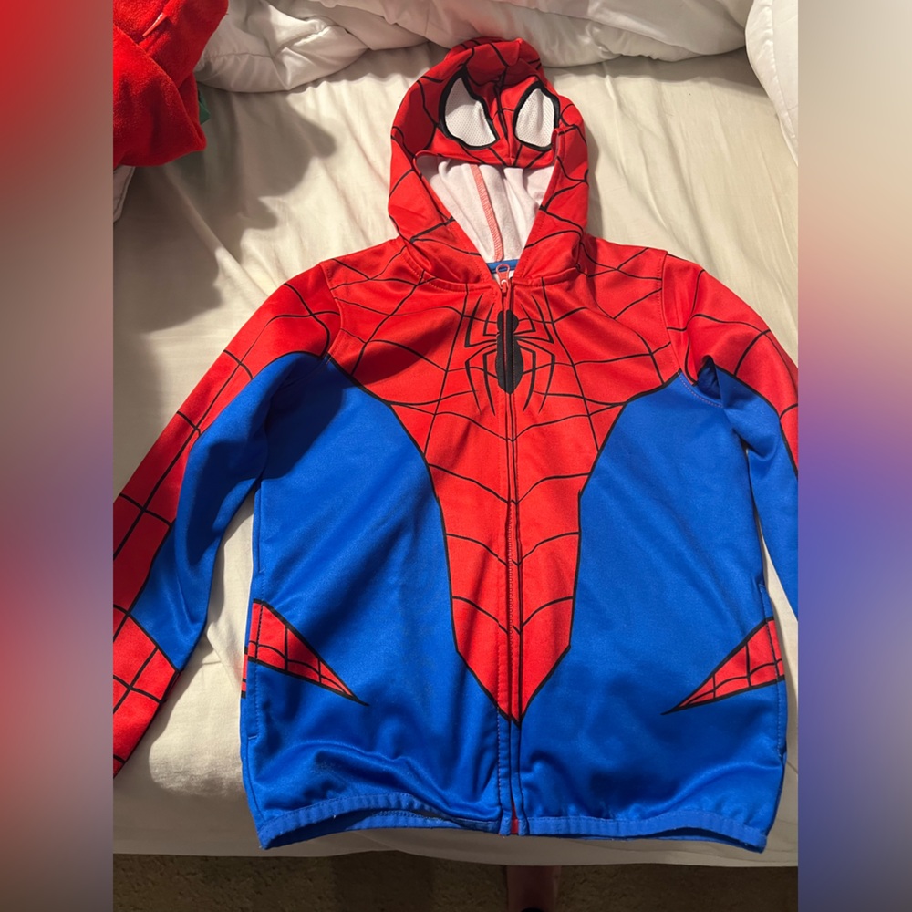 Kids full zip Disney Marvel Spider-Man character hoodie with mask hood size 6